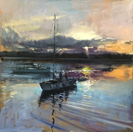 "Topsham Sunset" 45 x 45cm
£525 framed £450 unframed